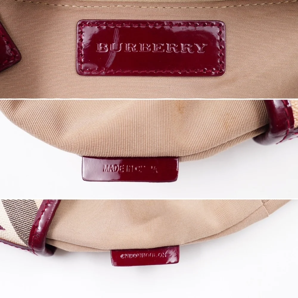 AI07❤️ BURBERRY Patent Supernova Check Stars Nickie Tote - Picture 10 of 14